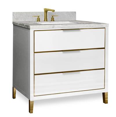 Icera ST-6336.401- Stone Top 36 X 22 X 1-1/8-In Carrara Marble, Large Sink Cutout