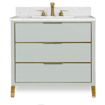 Icera V-5036.034- Muse Vanity Cabinet 36-In, Ocean Grey With Satin Brass