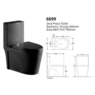 Cavalli MY-6699 MB - Siphonic 1 Piece Toilet, Matte Black