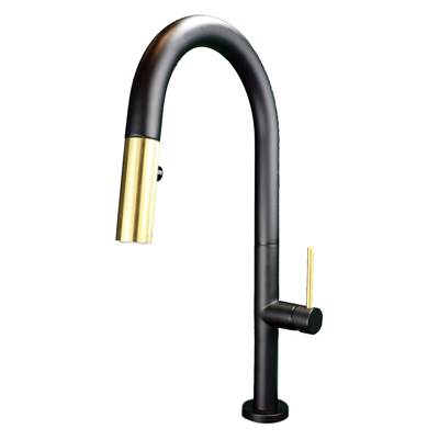Cavalli CAVK5 MBG - Syrah Pull Down Spray Kitchen Faucet, Matte Black & Brushed Gold