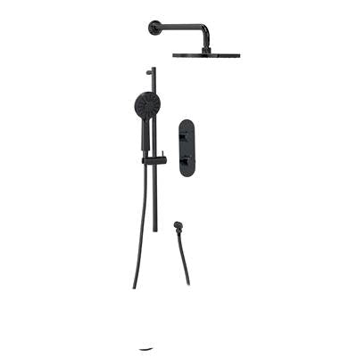 Cavalli CAVKIT1 MB - Round H/S Bar & Showerhead Vertical Shower Kit, Matte Black