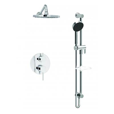 Baril Pro O15-9189-06-CC - Pressure Balanced Shower Faucet With Rain Shower Head And Sliding Rail Shower Set