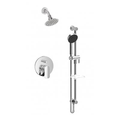 Baril Pro O30-9160-P4-CC - Pressure Balanced Shower Faucet With Rain Shower Head And Sliding Rail Shower Set