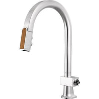 Brizo 63022LF-PCWDLHP - Pull-Down Kitchen Faucet With Arc Spout And Wood Wand - Less Handle