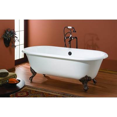 Cheviot 2127-WW-SB - Regal Tub, 61'', White, Roll Rim, Satin Brass Feet