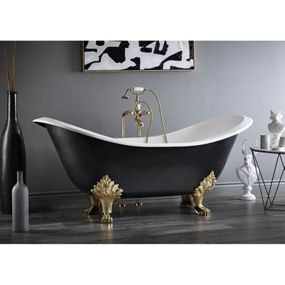 Cheviot 2114-BB-6-PN - Regency Tub, 72'', Biscuit, 6'' Drill, Polished Nickel Lion Feet