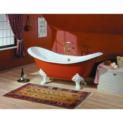 Cheviot 2114-WC-0-PB - Regency Tub, 72'', White In, Custom Out, Flat, Polished Brass Lion Feet