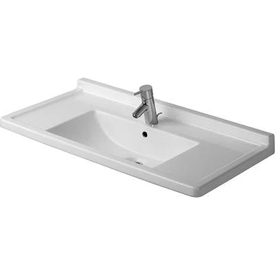 Duravit 0304800087 - Duravit Starck 3 33 1/2" Rectangular Wall Mounted Sink In White With Widespread Faucet Holes And With Overflow