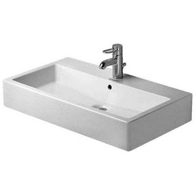 Duravit 0454800087 - Duravit Vero 31 1/2" Rectangular Wall Mounted Sink In White With Widespread Faucet Holes And With Overflow