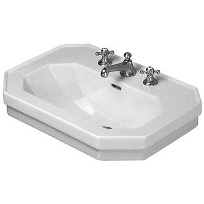 Duravit 0438700087 - Duravit 1930 Series 27 1/2" Octagonal Wall Mounted Sink In White With Widespread Faucet Holes And With Overflow
