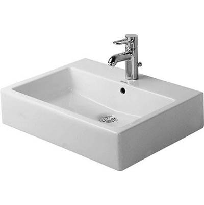 Duravit 0452600087 - Duravit Vero 23 3/8" Rectangular Vessel Sink In White With Widespread Faucet Holes And With Overflow