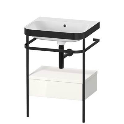 Duravit HP4740N2222 - Duravit Happy D.2 22 5/8" Console Sink In Matte Black And High Gloss White Shelf, With Overflow