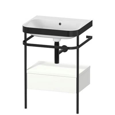 Duravit HP4740N3636 - Duravit Happy D.2 22 5/8" Console Sink In Matte Black And Satin Matte White Shelf, With Overflow