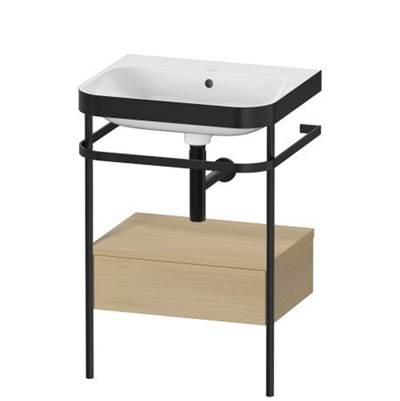 Duravit HP4740N7171 - Duravit Happy D.2 22 5/8" Console Sink In Matte Black And Mediterranean Oak Shelf, With Overflow