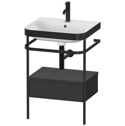 Duravit HP4740O8080 - Duravit Happy D.2 22 5/8" Console Sink In Matte Black And Super Matte Graphite Shelf, With Overflow