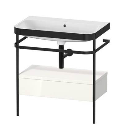 Duravit HP4742N2222 - Duravit Happy D.2 30 1/2" Console Sink In Matte Black And High Gloss White Shelf, With Overflow