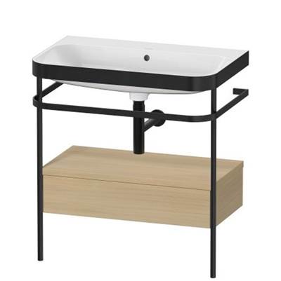 Duravit HP4742N7171 - Duravit Happy D.2 30 1/2" Console Sink In Matte Black And Mediterranean Oak Shelf, With Overflow