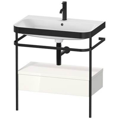 Duravit HP4742O2222 - Duravit Happy D.2 30 1/2" Console Sink In Matte Black And High Gloss White Shelf, With Overflow