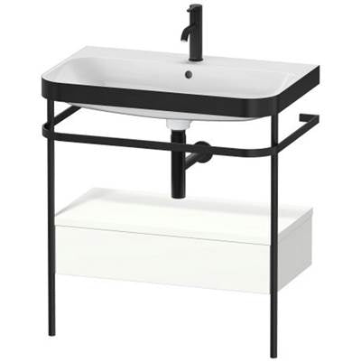 Duravit HP4742O3636 - Duravit Happy D.2 30 1/2" Console Sink In Matte Black And Satin Matte White Shelf, With Overflow