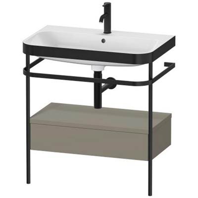 Duravit HP4742O9292 - Duravit Happy D.2 30 1/2" Console Sink In Matte Black And Satin Matte Stone Gray Shelf, With Overflow