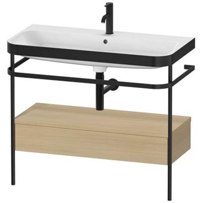Duravit HP4743O7171 - Duravit Happy D.2 38 3/8" Console Sink In Matte Black And Mediterranean Oak Shelf, With Overflow