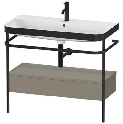 Duravit HP4743O9292 - Duravit Happy D.2 38 3/8" Console Sink In Matte Black And Satin Matte Stone Gray Shelf, With Overflow