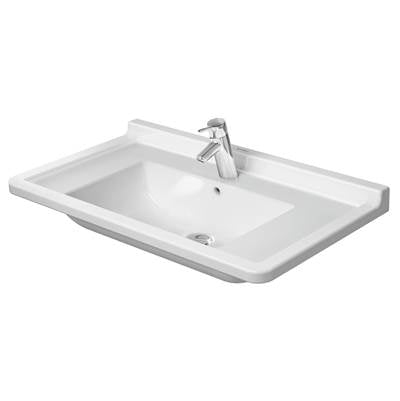 Duravit 0304800000 - Duravit Starck 3 33 1/2" Rectangular Wall Mounted Sink In White With Single Faucet Hole And With Overflow