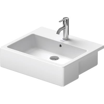 Duravit 0314550000 - Duravit Vero 21 5/8" Rectangular Semi-Recessed Sink In White With Single Faucet Hole And Overflow