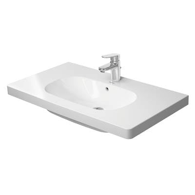 Duravit 03428500002 - Duravit D-Code 33 1/2" Rectangular Wall Mounted Sink In White With Single Faucet Hole And With Overflow