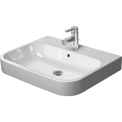 Duravit 2318650000 - Duravit Happy D.2 25 5/8" Rectangular Wall Mounted Sink In White With Single Faucet Hole And With Overflow