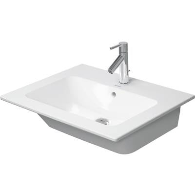 Duravit 2336633200 - Duravit Me By Starck 24 3/4" Rectangular Wall Mounted Sink In Satin Matte White With Single Faucet Hole And With Overflow