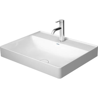 Duravit 2354600044 - Duravit Durasquare 23 5/8" Rectangular Vessel Sink In White With Widespread Faucet Holes And