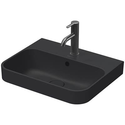 Duravit 2360501300 - Duravit Happy D.2 19 5/8" Rectangular Vessel Sink In Matte Anthracite With Single Faucet Hole And With Overflow