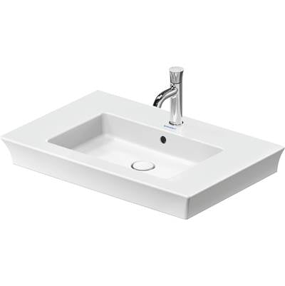 Duravit 2363750000 - Duravit White Tulip 29 1/2" Rectangular Wall Mounted Sink In White With Single Faucet Hole And With Overflow