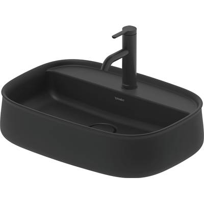 Duravit 2374551371 - Duravit Zencha 21 5/8" Rectangular Vessel Sink In Matte Anthracite With Single Faucet Hole And