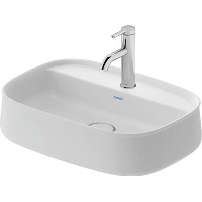 Duravit 2374553271 - Duravit Zencha 21 5/8" Rectangular Vessel Sink In Satin Matte White With Single Faucet Hole And
