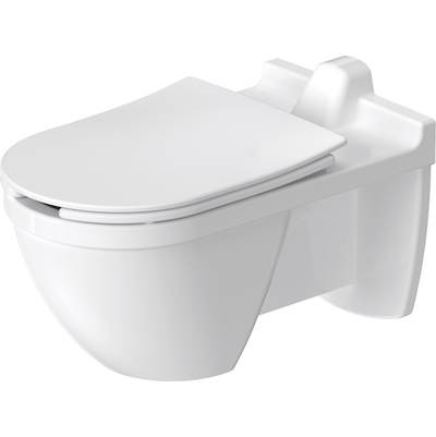 Duravit 2560090000 - Duravit Starck 3 1.28 Gpf Single Flush Ada Compliant Elongated Wall Mounted Toilet In White - Seat, Actuator, And In-Wall Tank And Carrier Sold Separately