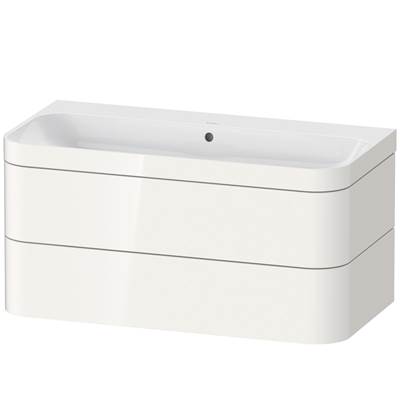 Duravit HP4638N2222 - Duravit Happy D.2 38 3/8" Wall Mount Two Drawer C-Bonded Single Vanity In High Gloss White, Including Cabinet And