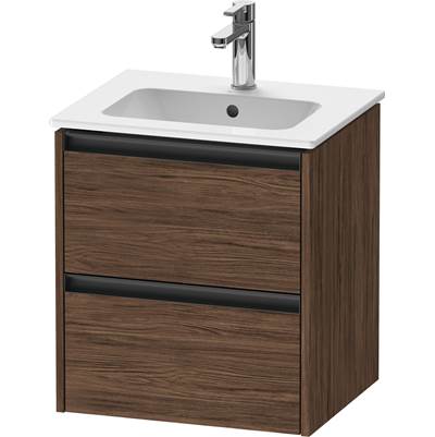 Duravit K25261021210000 - Duravit Ketho.2 20 1/8" Wall Mount Two Drawer Single Vanity Cabinet In Dark Walnut, Sink Sold Separately