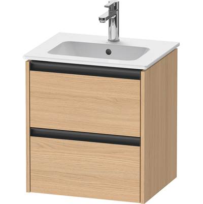 Duravit K25261030300000 - Duravit Ketho.2 20 1/8" Wall Mount Two Drawer Single Vanity Cabinet In Natural Oak, Sink Sold Separately