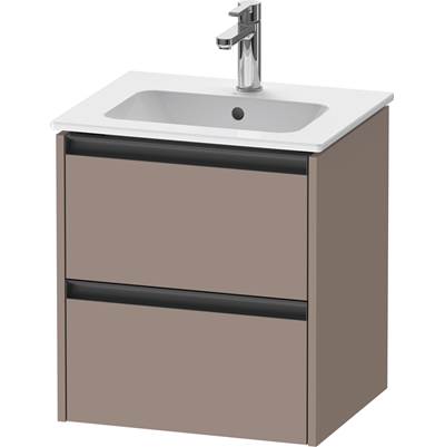 Duravit K25261043430000 - Duravit Ketho.2 20 1/8" Wall Mount Two Drawer Single Vanity Cabinet In Matte Basalt, Sink Sold Separately