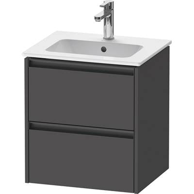 Duravit K25261049490000 - Duravit Ketho.2 20 1/8" Wall Mount Two Drawer Single Vanity Cabinet In Matte Graphite, Sink Sold Separately