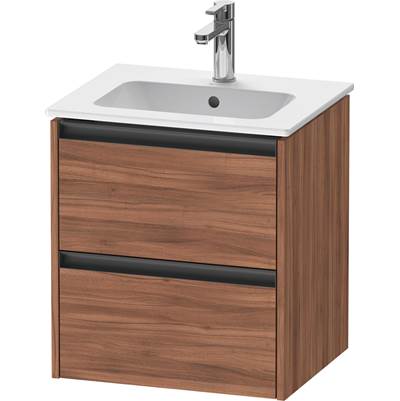 Duravit K25261079790000 - Duravit Ketho.2 20 1/8" Wall Mount Two Drawer Single Vanity Cabinet In Natural Walnut, Sink Sold Separately