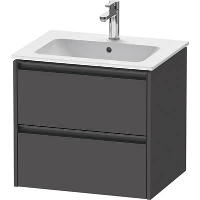 Duravit K25262049490000 - Duravit Ketho.2 24" Wall Mount Two Drawer Single Vanity Cabinet In Matte Graphite, Sink Sold Separately