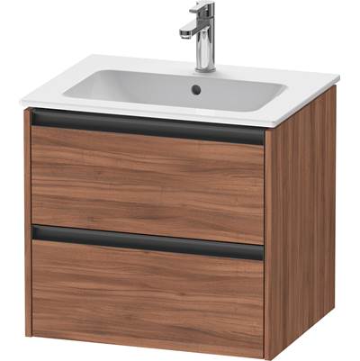 Duravit K25262079790000 - Duravit Ketho.2 24" Wall Mount Two Drawer Single Vanity Cabinet In Natural Walnut, Sink Sold Separately