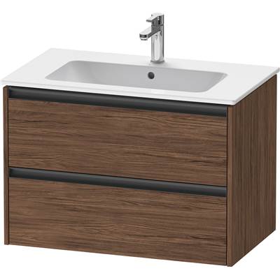 Duravit K25263021210000 - Duravit Ketho.2 31 7/8" Wall Mount Two Drawer Single Vanity Cabinet In Dark Walnut, Sink Sold Separately