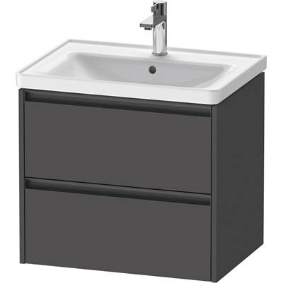 Duravit K25282049490000 - Duravit Ketho.2 25" Wall Mount Two Drawer Single Vanity Cabinet In Matte Graphite, Sink Sold Separately