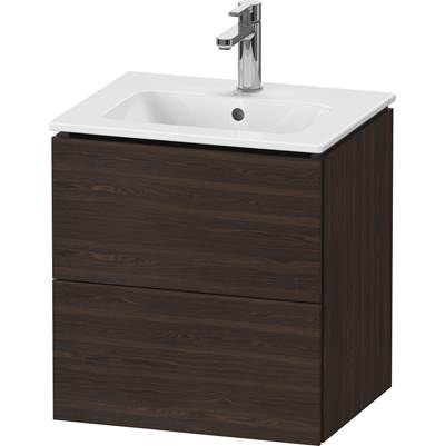 Duravit LC621806969 - Duravit L-Cube 20 1/2" Wall Mount Two Drawer Single Vanity Cabinet In Brushed Walnut, Sink Sold Separately