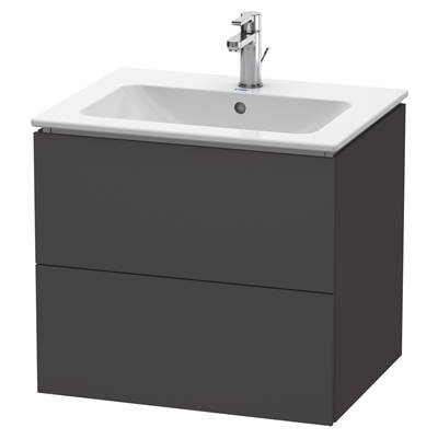 Duravit LC624008080 - Duravit L-Cube 24 3/8" Wall Mount Two Drawer Single Vanity Cabinet In Super Matte Graphite, Sink Sold Separately
