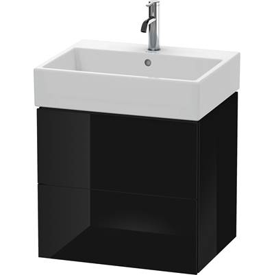 Duravit LC627504040 - Duravit L-Cube 23" Wall Mount Two Drawer Single Vanity Cabinet In High Gloss Black, Sink Sold Separately